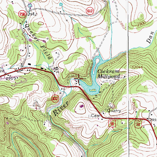 Topographic Map of Cockram Mill, VA