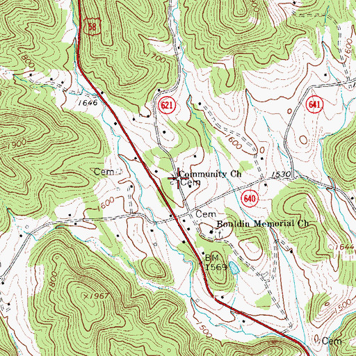 Topographic Map of Community Church, VA