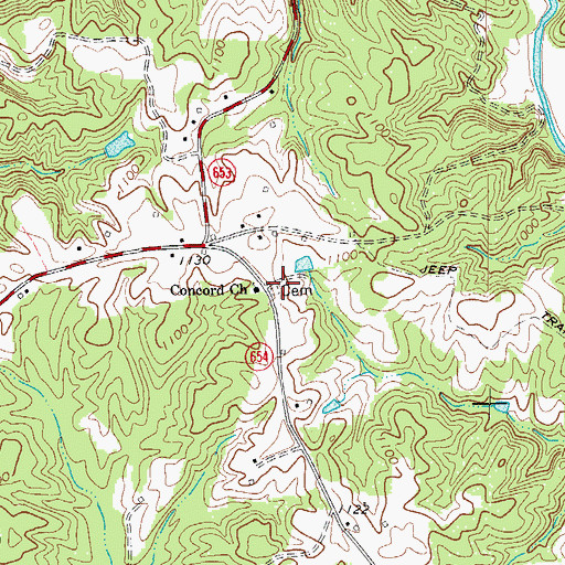 Topographic Map of Concord Cemetery, VA