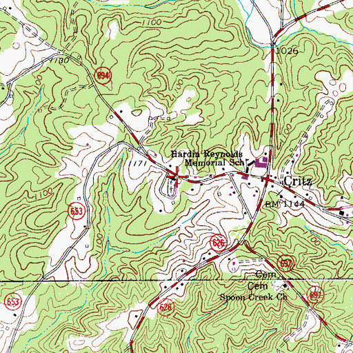 Topographic Map of Critz Baptist Church, VA