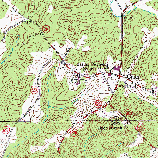 Topographic Map of Critz Cemetery, VA