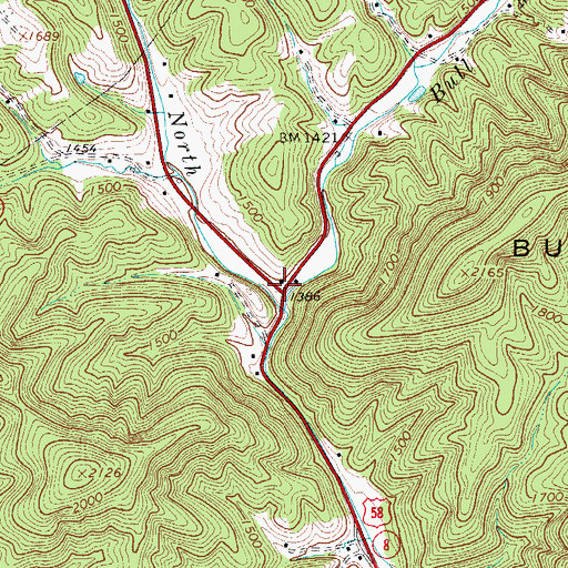 Topographic Map of Cruzes Store, VA