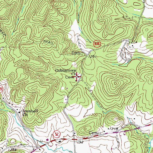 Topographic Map of Goblintown Cemetery, VA