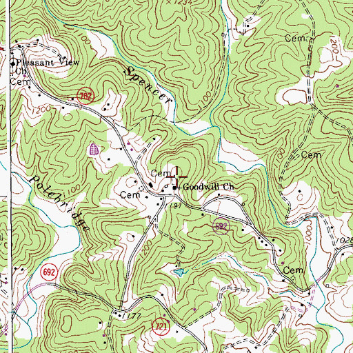 Topographic Map of Goodwill Cemetery, VA