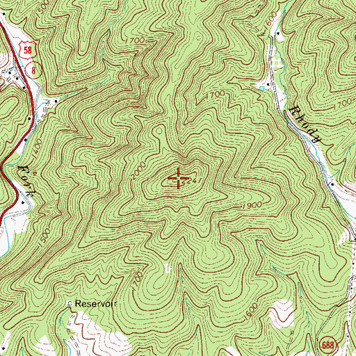 Topographic Map of Indian Grave Mountain, VA