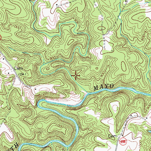 Topographic Map of Kelleys Mill (historical), VA