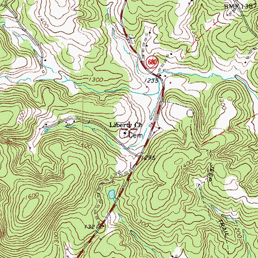 Topographic Map of Liberty Cemetery, VA