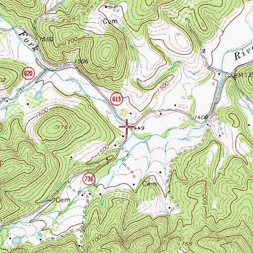 Topographic Map of Lone Ivy School (historical), VA