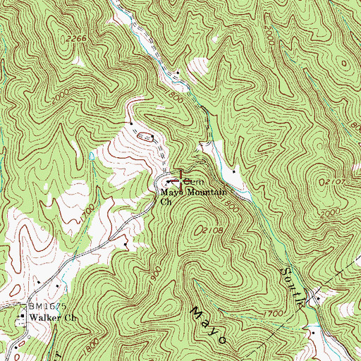 Topographic Map of Mayo Mountain Cemetery, VA