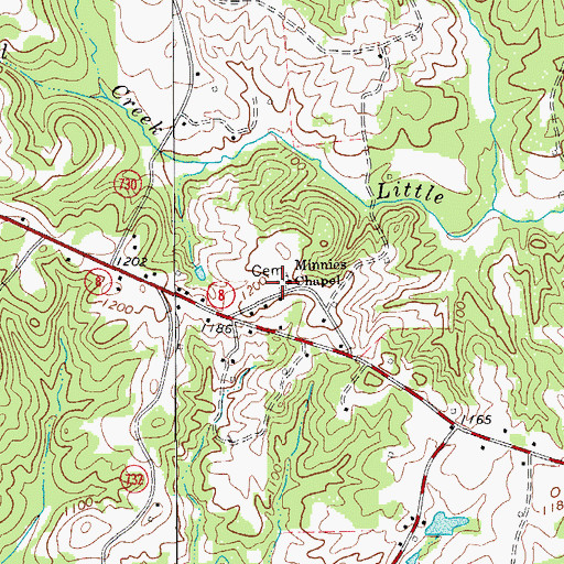 Topographic Map of Minnies Chapel Cemetery, VA