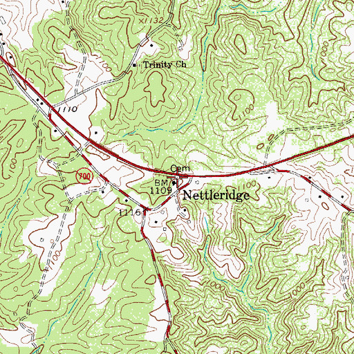 Topographic Map of Nettle Ridge Methodist Church, VA