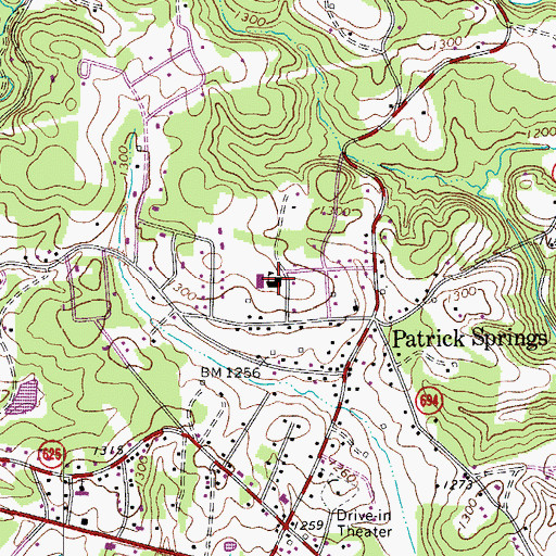 Topographic Map of Patrick Springs Primary School, VA
