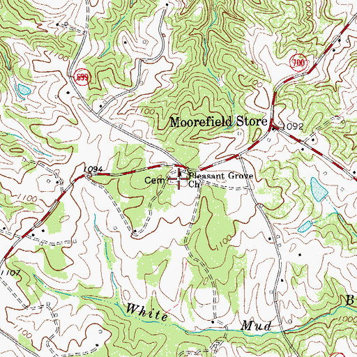 Topographic Map of Pleasant Grove Cemetery, VA