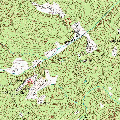 Topographic Map of Turner Cemetery, VA