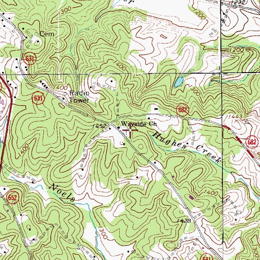 Topographic Map of Wayside Cemetery, VA