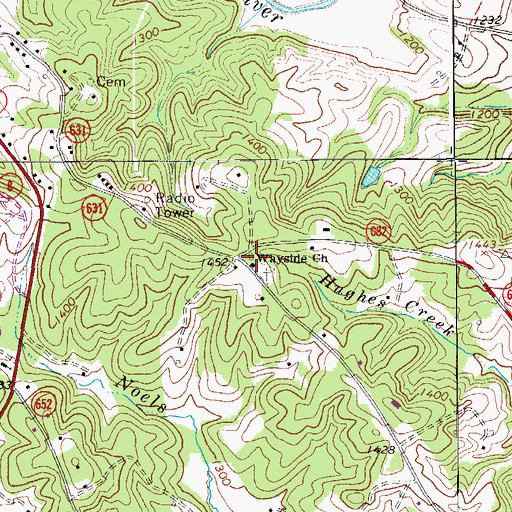 Topographic Map of Wayside School (historical), VA