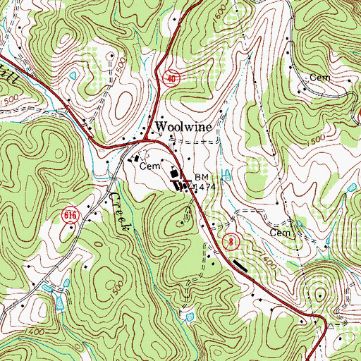 Topographic Map of Woolwine Elementary School, VA