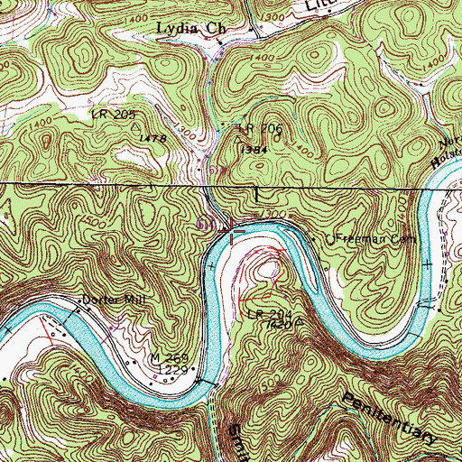 Topographic Map of Boones Ford, VA