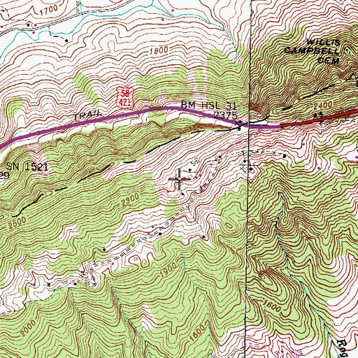 Topographic Map of Bowen Cemetery, VA