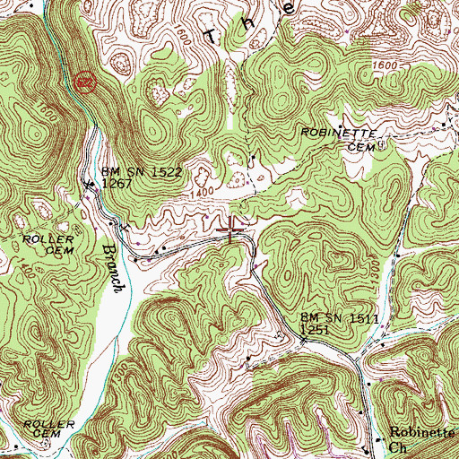 Topographic Map of Bowlin Cemetery, VA