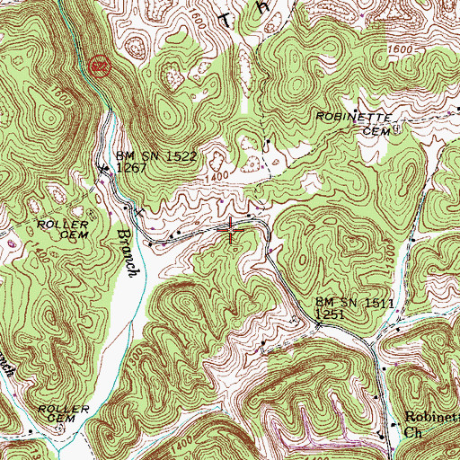 Topographic Map of Bowlin Cemetery, VA