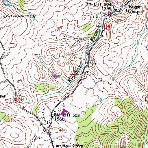 Topographic Map of Carter Cemetery, VA