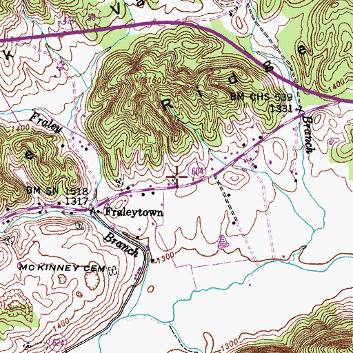 Topographic Map of Carter Cemetery, VA