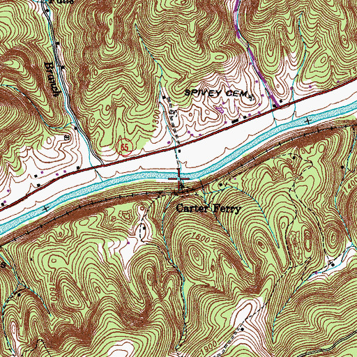 Topographic Map of Carter Ferry Ford, VA