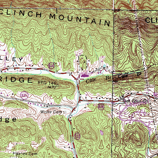 Topographic Map of Cleveland School (historical), VA