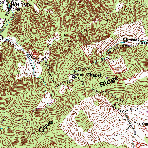 Topographic Map of Cox Chapel Cemetery, VA