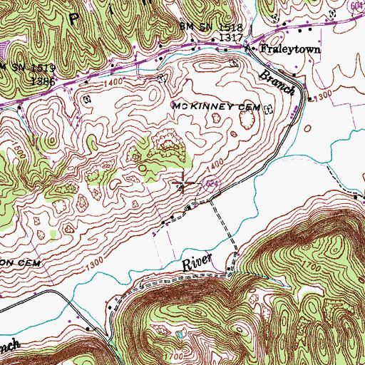 Topographic Map of Dulaney Cemetery, VA