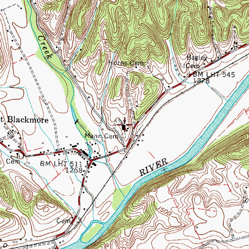 Topographic Map of Fort Blackmore Primary School, VA