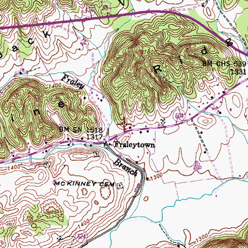 Topographic Map of Fraley Cemetery, VA