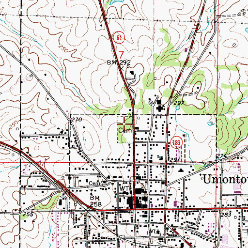 Topographic Map of Rosemount Cemetery, AL