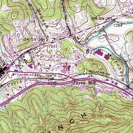 Topographic Map of Gate City High School, VA