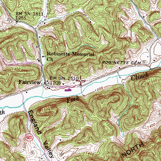 Topographic Map of Gilly-Wells Cemetery, VA