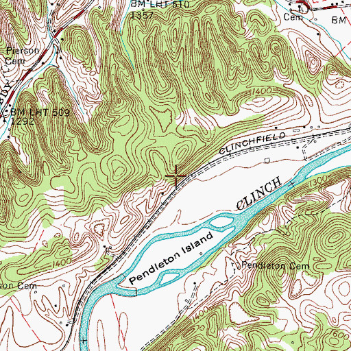 Topographic Map of Henderson-Cox Cemetery, VA