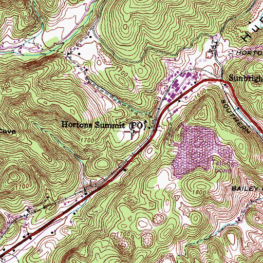 Topographic Map of Horton Cemetery, VA