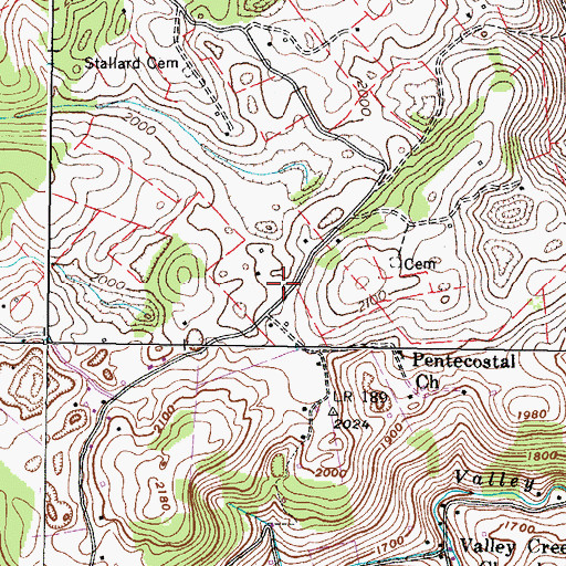 Topographic Map of Kerns Chapel (historical), VA