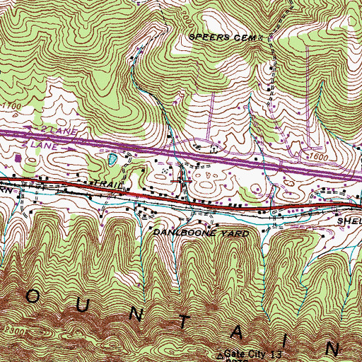 Topographic Map of Lane School (historical), VA