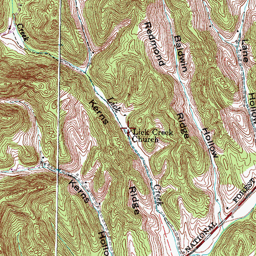 Topographic Map of Lick Creek School (historical), VA
