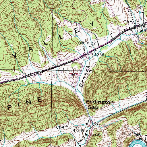 Topographic Map of Maces Spring School (historical), VA