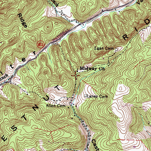 Topographic Map of Midway School (historical), VA