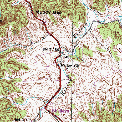 Topographic Map of Miller Cemetery, VA