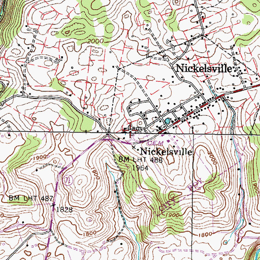 Topographic Map of Nickelsville Elementary School, VA