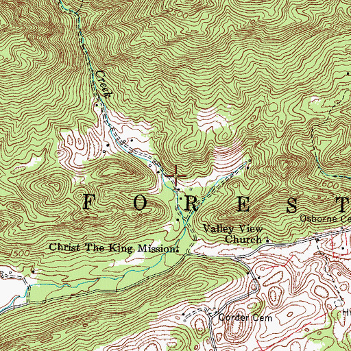 Topographic Map of Osborne Cemetery, VA