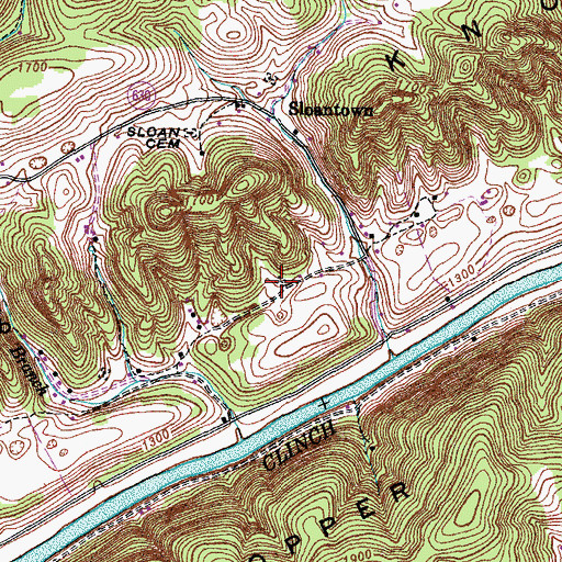Topographic Map of Peters Cemetery, VA