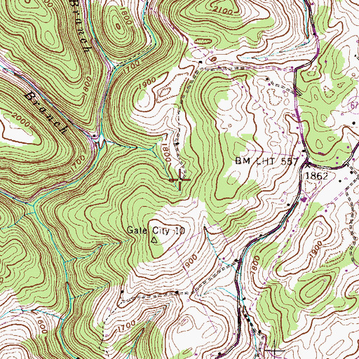 Topographic Map of Peters Cemetery, VA