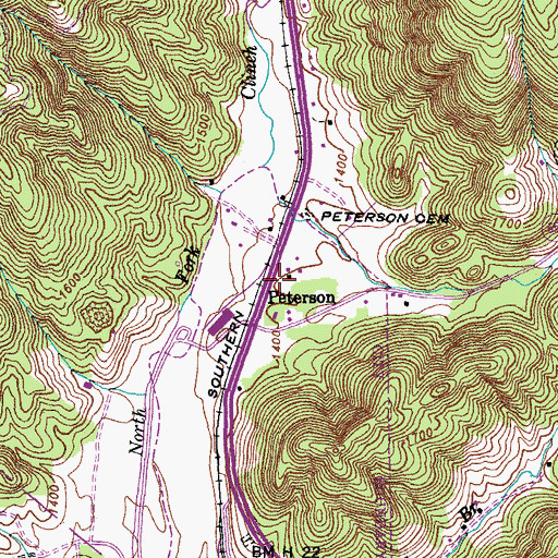 Topographic Map of Peterson Chapel (historical), VA