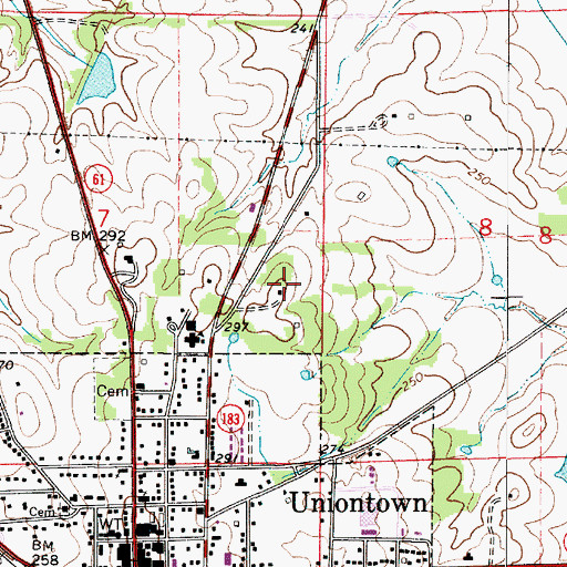 Topographic Map of Cedar Lawn Plantation (historical), AL